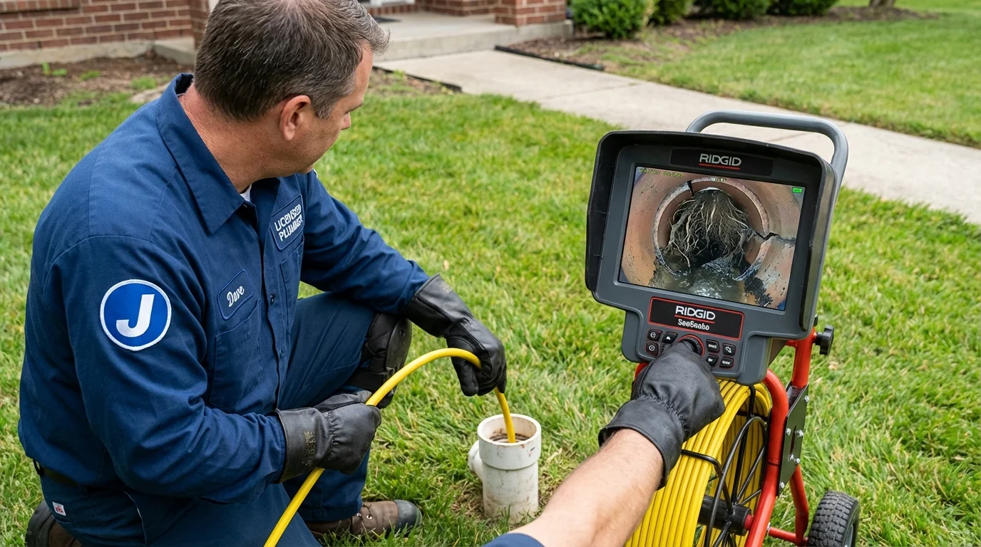 Sewer camera inspection being performed by Johns Plumbing LLC in Hooker