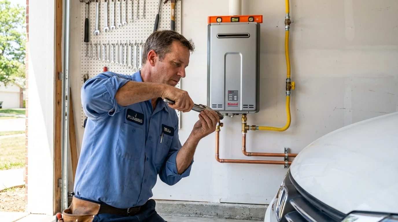 Tankless water heater installation by a Johns Plumbing LLC plumber in Hooker